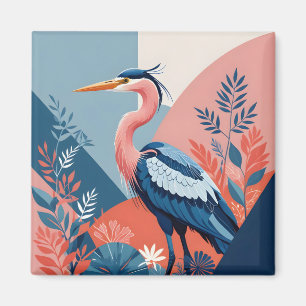 blue crest heron magnet