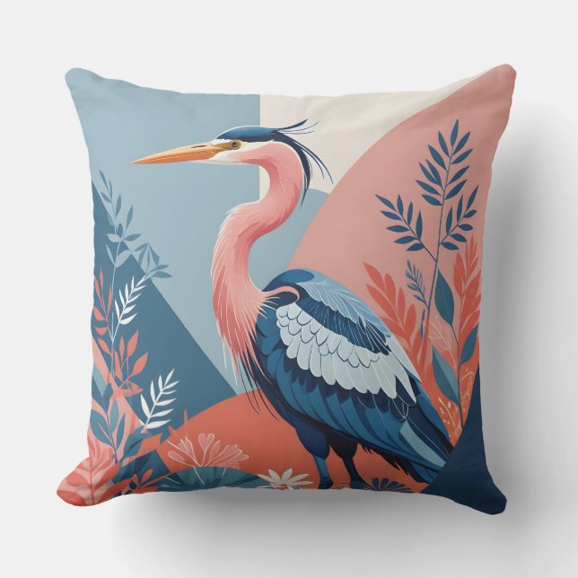 blue crest heron outdoor pillow (Front)