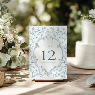 Blue Crest Wedding Table Number Sign