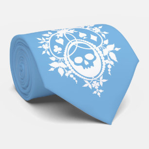 Blue Crest with Skull and Cardsuits Neck Tie
