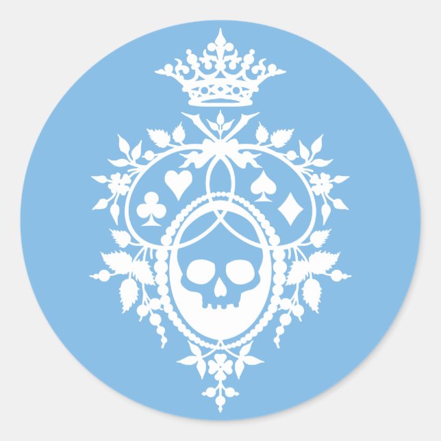 Blue Crest with Skull and Cardsuits Stickers (Front)