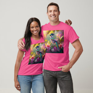 Blue Crested Rainbow Winged Sunbird Fantasy Bird T-Shirt