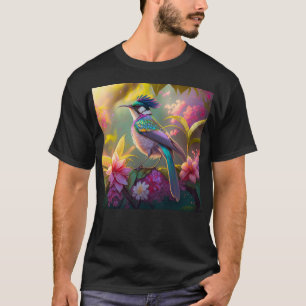 Blue Crested Rainbow Winged Sunbird Fantasy Bird T-Shirt