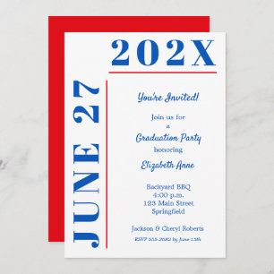 Blue & Crimson Graduation Party Invitation