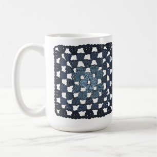 Blue Crochet Granny Square Coffee Mug