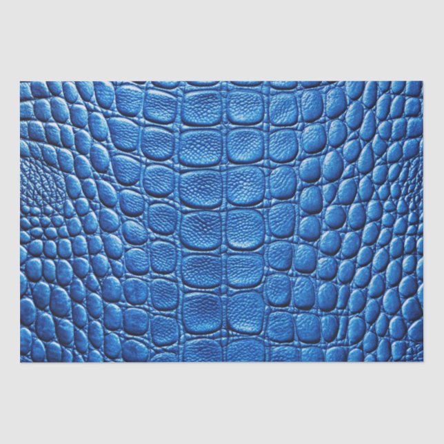 Blue Crocodile Alligator Skin Faux Leather Print Tissue Paper (Front)