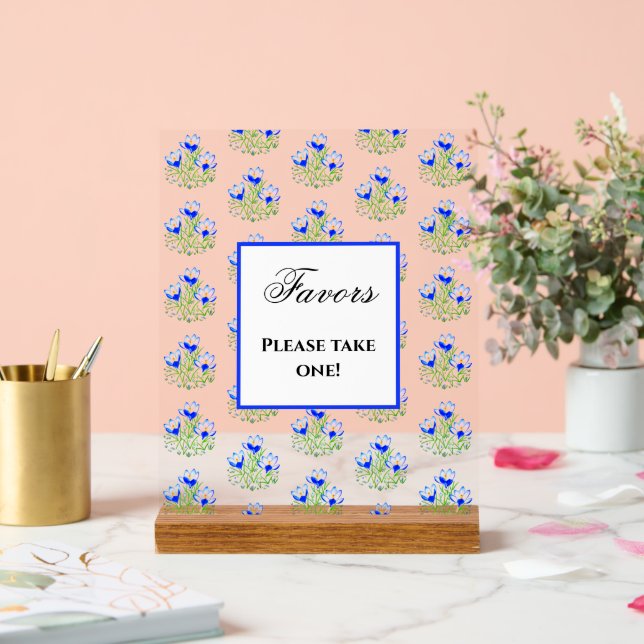 Blue Crocuses Acrylic Sign (Wedding)