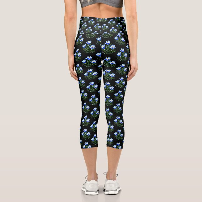 Blue Crocuses Capri Leggings (Back)