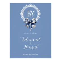 Blue Croquette Inspired Wedding Welcome Sign