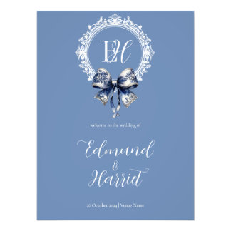 Blue Croquette Inspired Wedding Welcome Sign