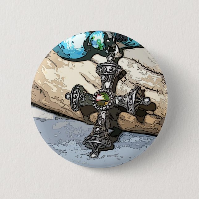 Blue Cross 2 Inch Round Button (Front)