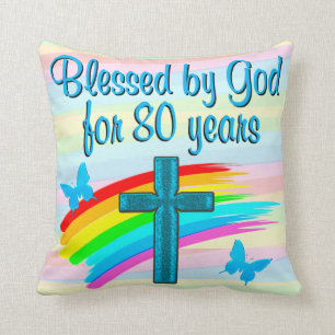 BLUE CROSS AND RAINBOW 80TH BIRTHDAY PILLOW