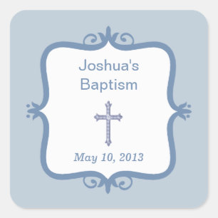 Blue Cross Baptism Square Sticker
