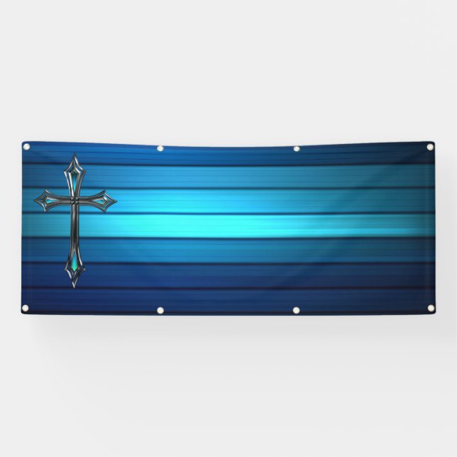 blue cross blue plank Long blank church Banner (Horizontal)