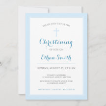 Blue Cross Christening or Baptism Invitation