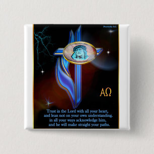 Blue cross Christian Scriptures 2 Inch Square Button