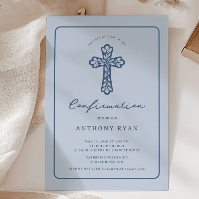 Blue Cross Confirmation Invitation (Créateur téléchargé)