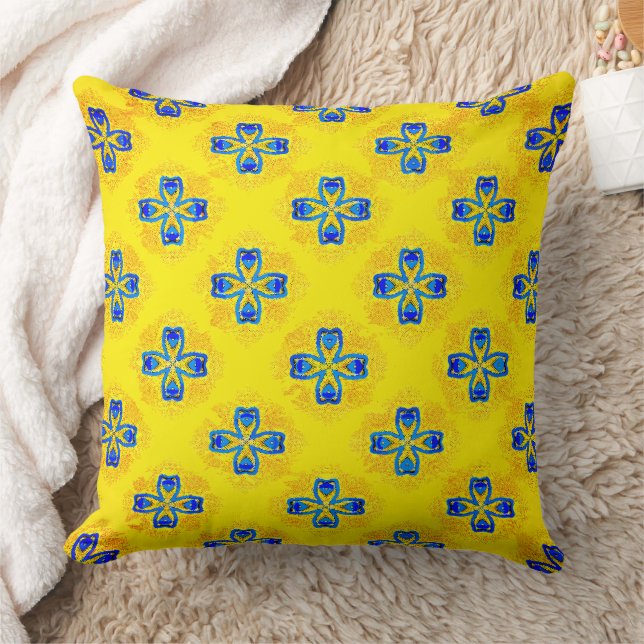 Blue Cross Grainy  Throw Pillow (Blanket)