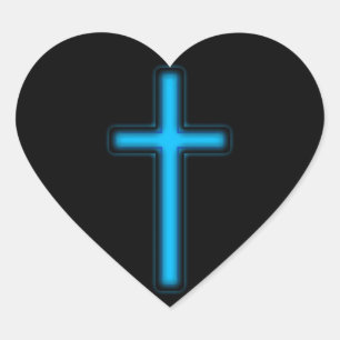 Blue Cross Heart Sticker