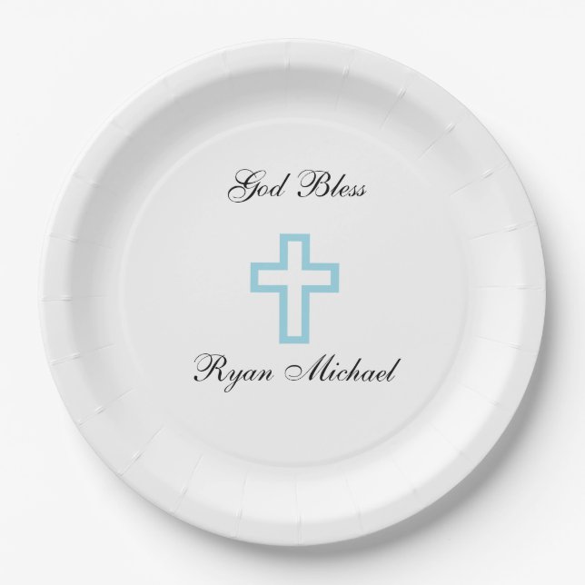 Blue Cross Personalized Paper Plates (Front)