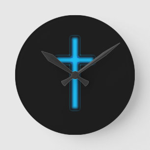 Blue Cross Round Clock