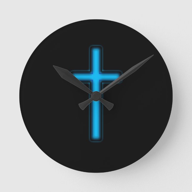 Blue Cross Round Clock (Front)
