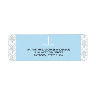 Blue Cross with Damask Pattern