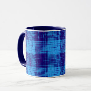Blue Crosshatch Bold Chequered Design Mug
