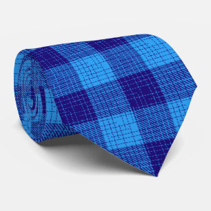 Blue Crosshatch Bold Chequered Design  Tie