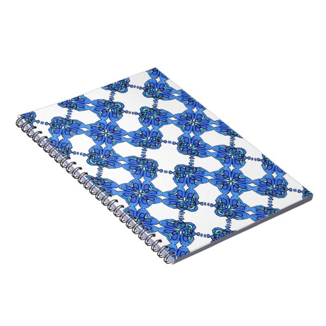 Blue Crossweave flowers Notebook (Right Side)