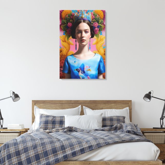 Blue crown casual princess canvas print (Insitu(Bedroom))
