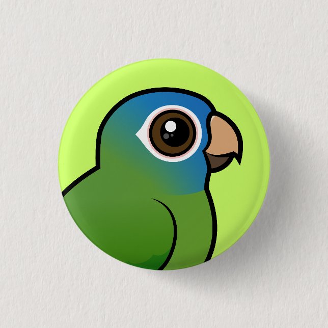 Blue-crowned Conure 1 Inch Round Button (Front)