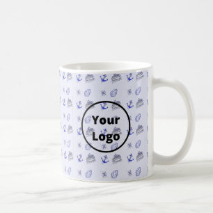 Blue cruise ship business pattern coffee mug