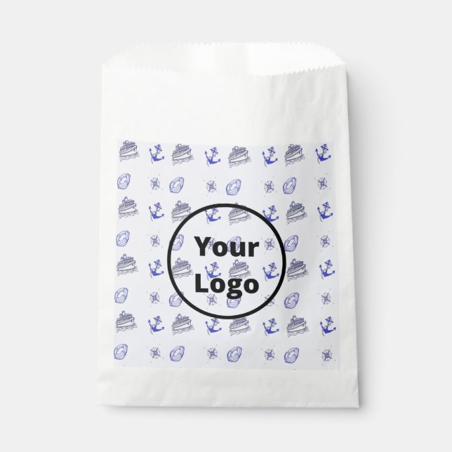 Blue cruise ship business pattern favour bag (Front)
