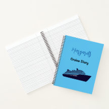 Blue Cruise Ship Personalized Diary Notebook