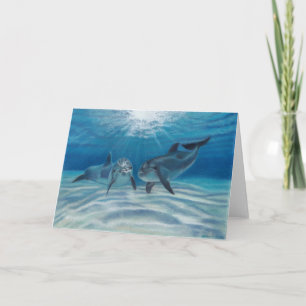 Blue Crush Dolphins Greeting Card