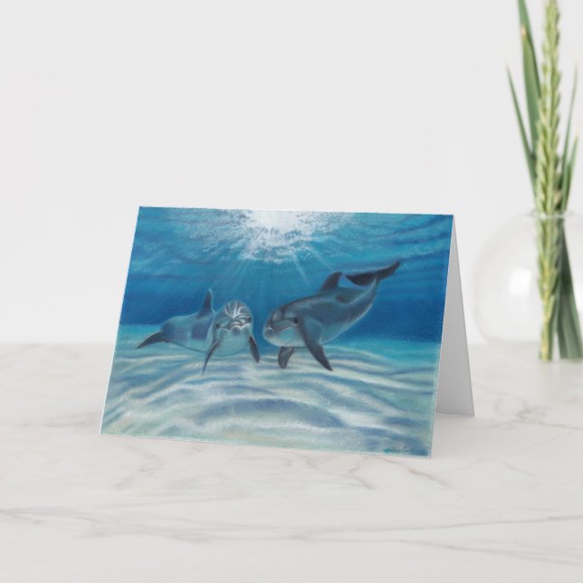Blue Crush Dolphins Greeting Card (Front)