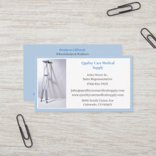 Blue  Crutches Equipment Medical Senior Care  Business Card