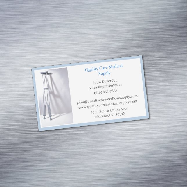 Blue Crutches Senior Care Equipment Medical  Magnetic Business Card (In Situ)