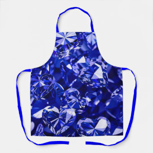 Blue Crystal Diamond Hearts Apron