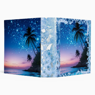 Blue Crystal Heart Galaxy Sticker Sparkling Trop Binder