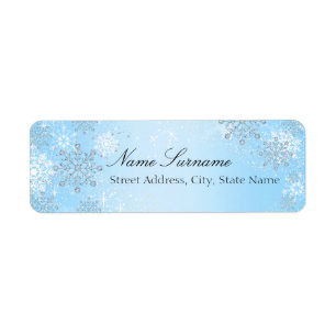 Blue Crystal Snowflake Christmas Address Labels