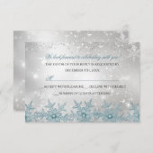 Blue Crystal Snowflake Christmas Party RSVP (Front/Back)