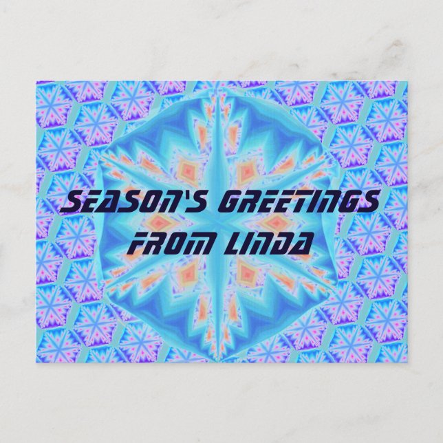Blue crystal snowflake holiday postcard (Front)