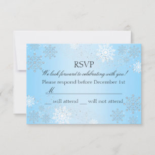 Blue Crystal Snowflake Winter Wonderland RSVP Card