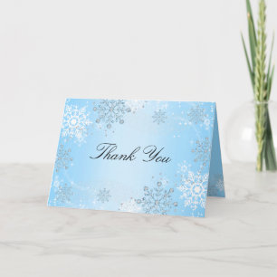 Blue Crystal Snowflake Winter Wonderland Thank You Card