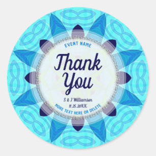 Blue Crystalize Thank You Stickers