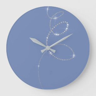 Blue Crystals Grey Silver Diamond Infinity Large Clock