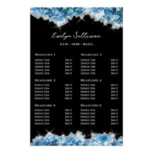 Blue Crystals Price List Poster