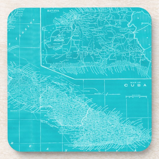 Blue Cuba Map Coaster (Front)